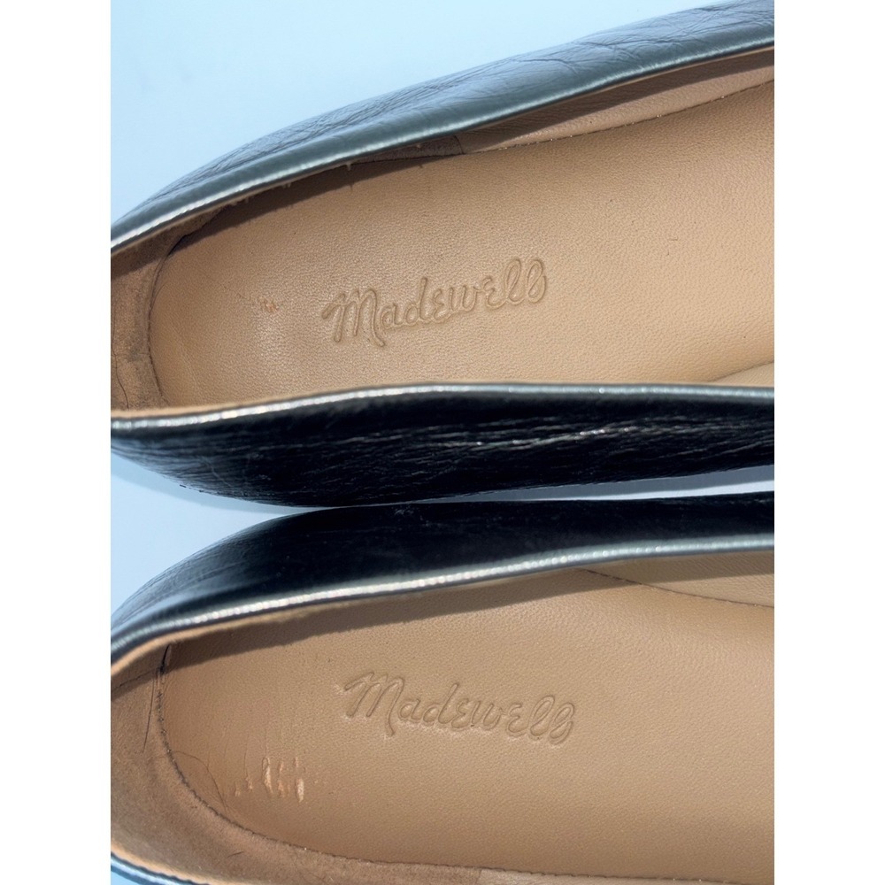 MADEWELL Gold Ballet Flat Shoe Metallic Pewter Leather Round Square Women's 11 - Picture 2 of 11